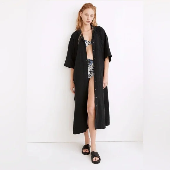 •new• MADEWELL Lightestspun Coverup Maxi Shirt Dress - Picture 2 of 12
